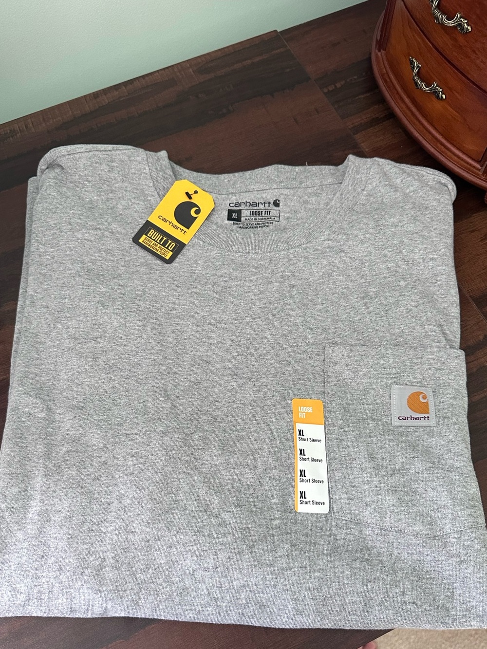 Carhartt Heather Gray Short Sleeve Pocket Tee with Logo Patch